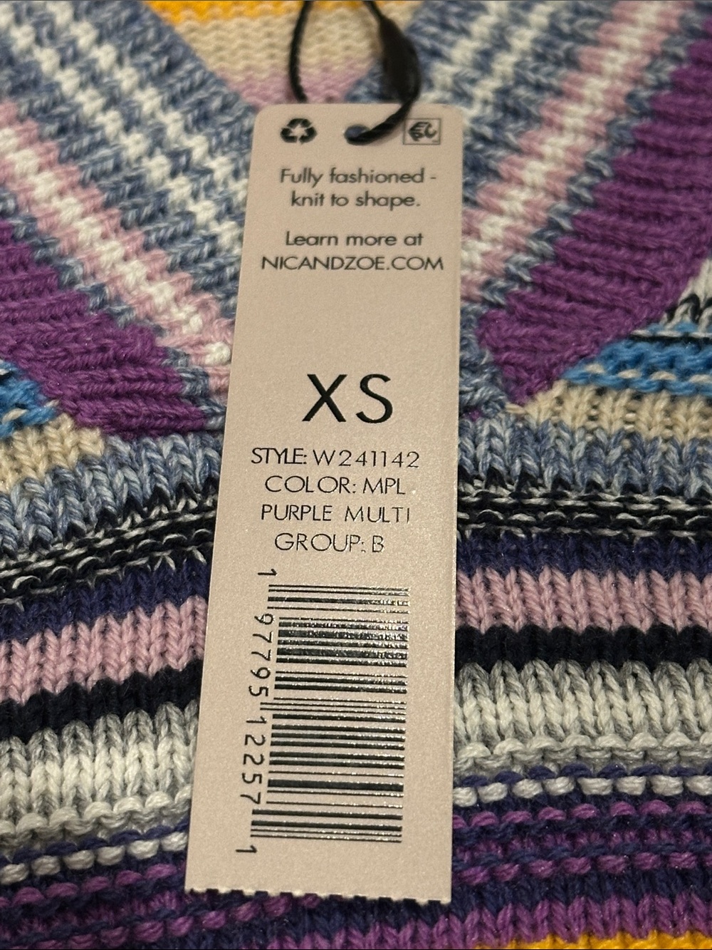 NIC+ZOE Striped V-Neck Sweater in Purple, Yellow, Blue & Cream - Picture 5 of 8